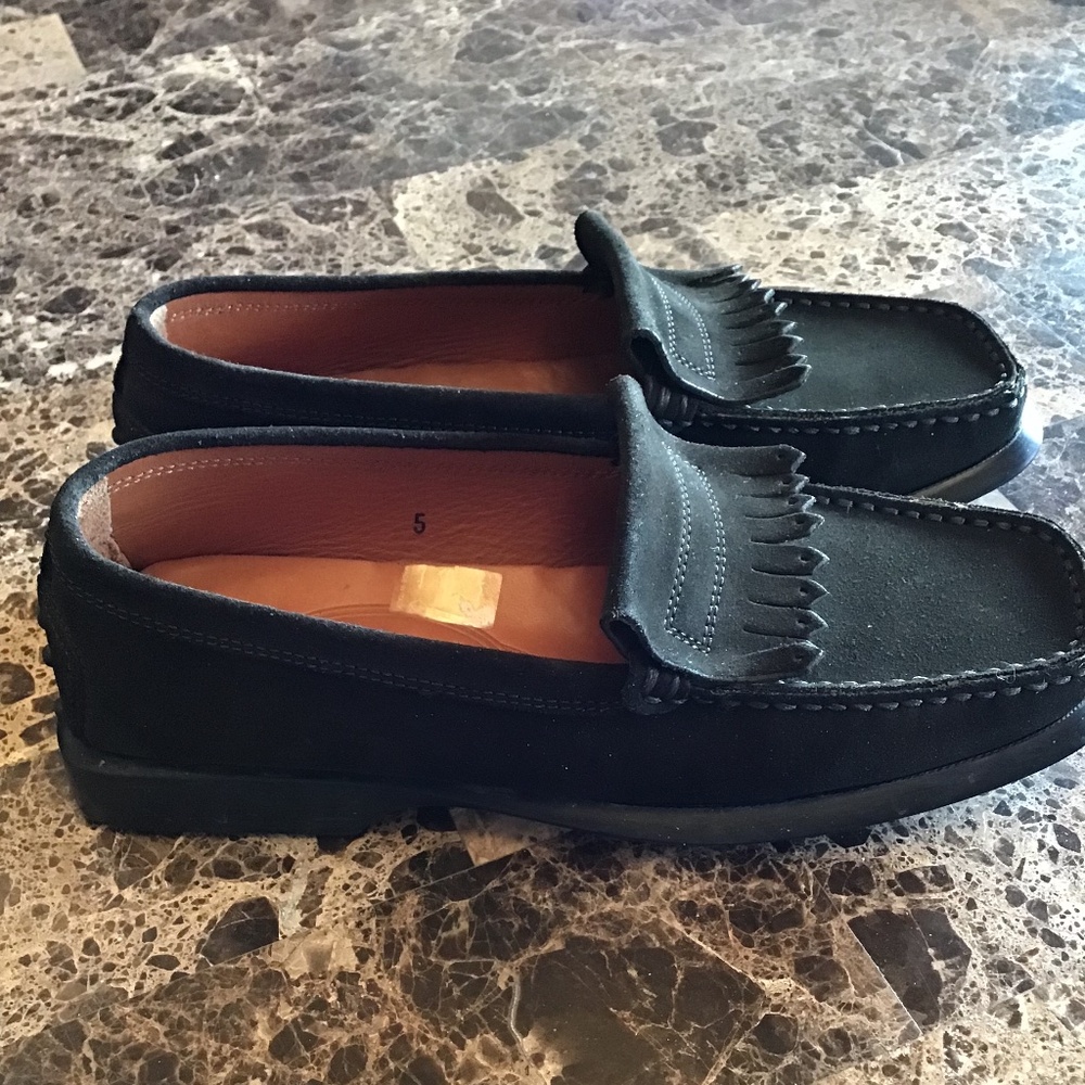 Tod's Loafers Suede Leather Driving Shoes Kiltie Fringe Moccasins - Picture 3 of 7